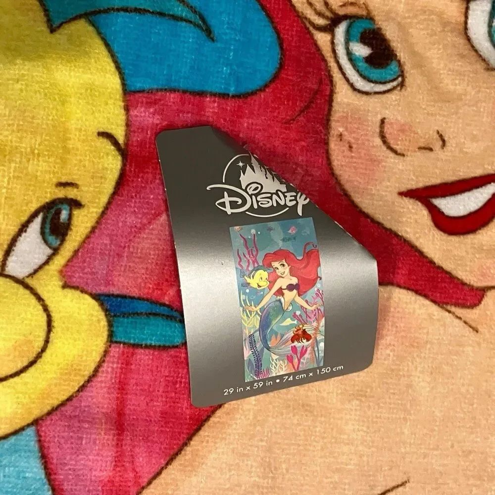 Disney Beach‎ Towel Kids 29x59 Little Mermaid Ariel Flounder Sebastian Pool Bath